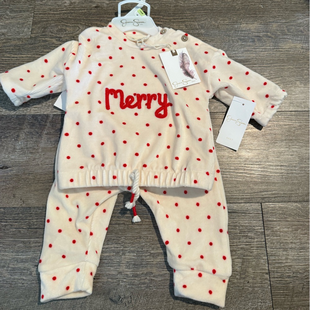 Jessica Simpson Cream and Red Kids Pajamas